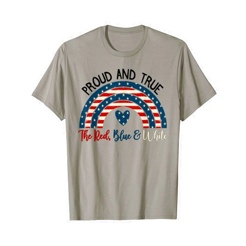 Rainbow American Flag USA Pride zgDX Rainbow Red Blue And White 4th Of July American Pride Women Men T-Shirt