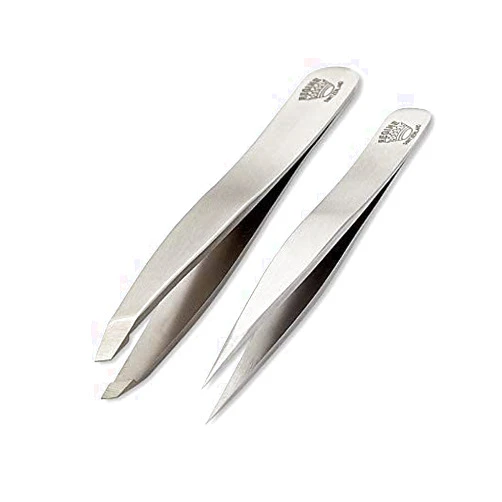 Regine Switzerland Slant Tweezer Professional Eyebrow, Facial & Hair Remover Etched Interior Tip and Splinter Tweezer Precision Pointed Tweezer for Ingrown Hair, Splinter and Glass Removal