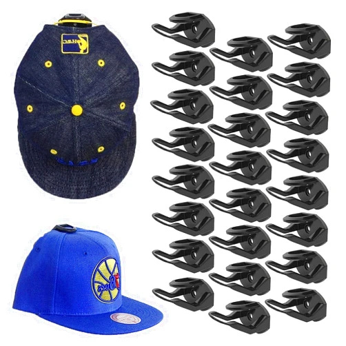 Keioy 24PCS Adhesive Hat Rack for Wall Baseball Caps, Hooks for Hats, Minimalist hat Display Rack, Strong Hold hat Wall Organizer, Hat Racks for Bedroom,Door,Closet Black