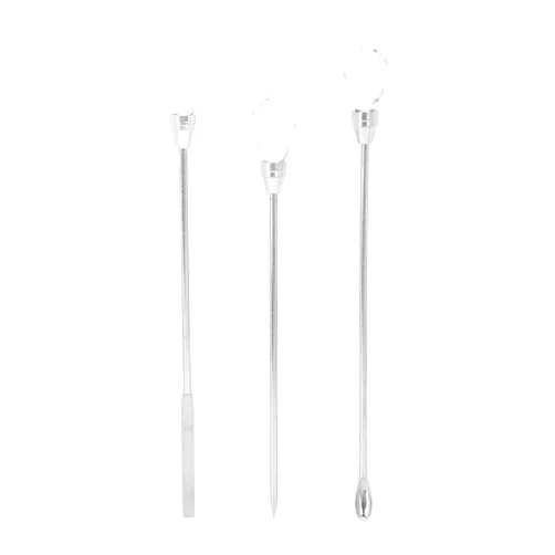 Agatige 3Pcs Nail Art Stirring Rod Stainless Steel Pink Rose Red Nail DIY Tools for Nail Salon (Transparent color)
