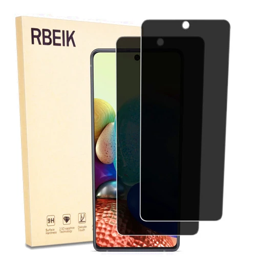 RBEIK 2PACK 9H Hardness Anti-Spy Tempered Glass Privacy Screen Protector for Samsung Galaxy A71/ A71 5G/ A72/ A73/ Galaxy S10 Lite/Galaxy Note 10 Lite
