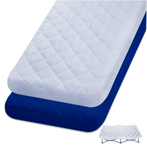 Biloban 2 Pack Sheet for Regalo My Cot Portable Toddler Bed, Joovy Travel Cot (Sheet Only, Bed Not Included), Soft Child Travel Padded Cover