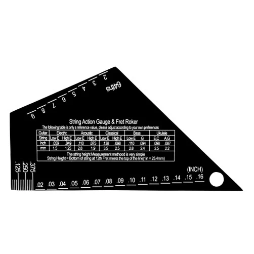 Sliverdew Guitar String Action Gauge Ruler Fret Rocker Tool for Luthiers Buzzing Fret Catcher High Precision Sliding Pentatonic Scale Fret Rocker with Metric & Conversion Charts, 1 mm Thickness