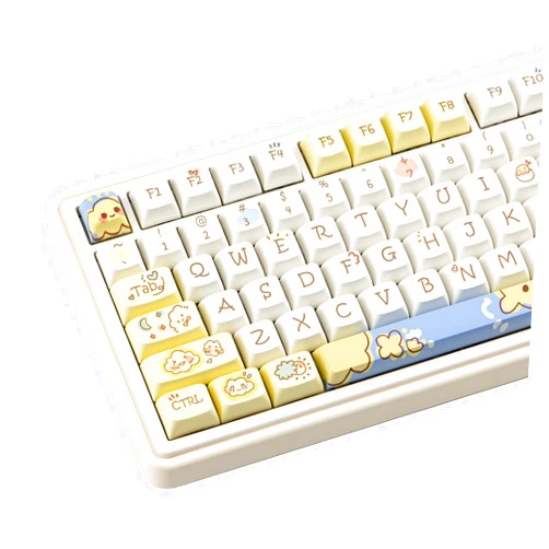 JOLINTAL Cute PBT Keycaps 139Keys, Kawaii Yellow Keycaps XDA Profile, Custom Dye-Sub Keycaps Cartoon Keycaps Set Fit for Cherry MX Mechanical Keyboard (Lovely Clouds)