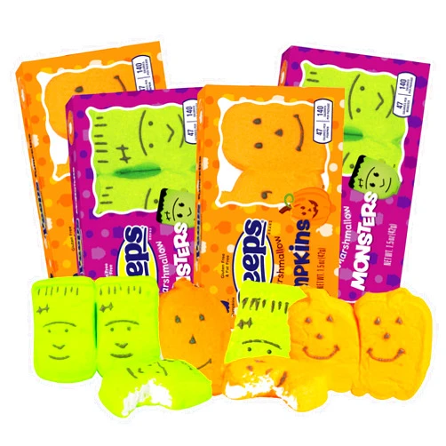 Sweetzo Halloween 2025 Marshmallow Candies, Monster and Pumpkin Shaped Marshmallows for Cupcake and Dessert Topping (Pack of 4)