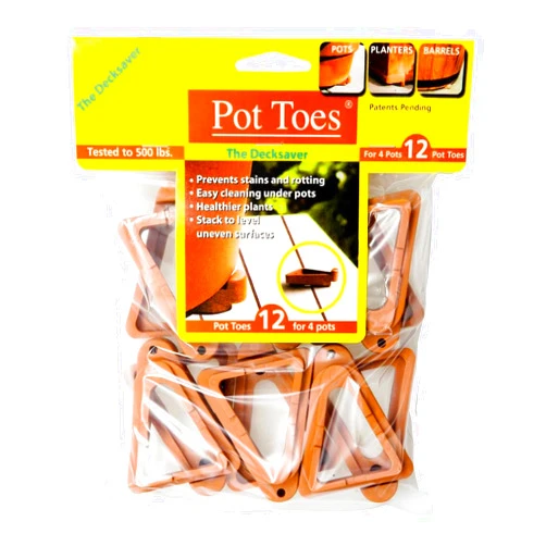 Bosmere Pot Toes, Plant Pot Risers for Indoor and Outdoor, Prevent Stains and Rotting on Wood, Cement, and Tile - Terra Cotta (Pack of 12)