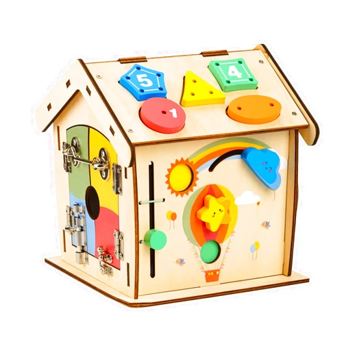 OUSEXI Wooden Busy House Toys,Educational Learning Wooden Busy Board for Kids Age 3-6