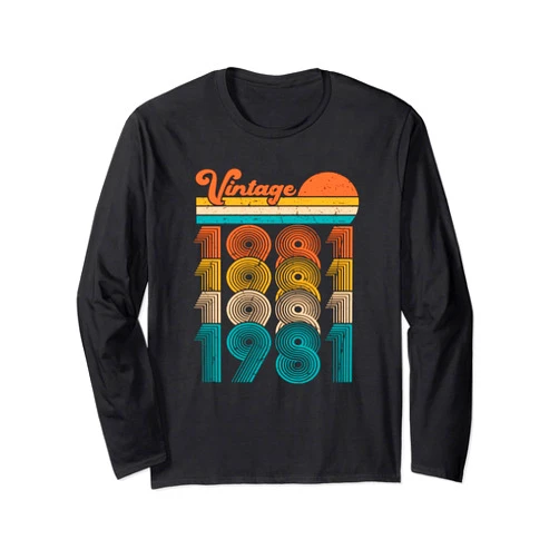 40 Jahre Geschenk Geburtstagsshirt Deko Vintage 1981 40th Birthday Men Women Vintage Retro Long Sleeve T-Shirt