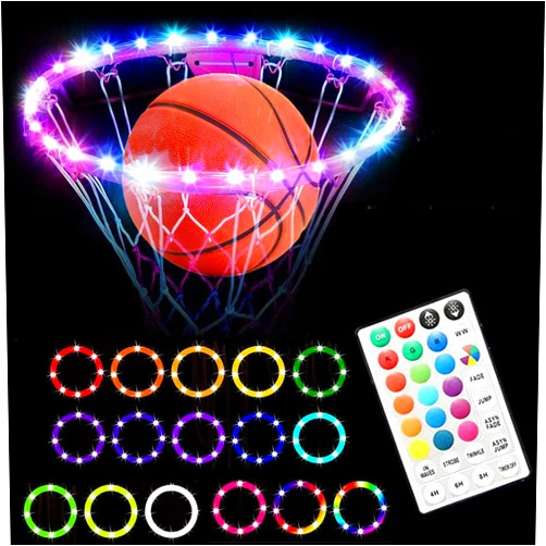Ruilynn Led Basketball Hoop Light, Remote Control Basketball Rim Light with 16 Colors 7 Flashing Mode, Light Up Rim for Kids Teenagers Adults, Suitable for Basketball Game and Training at Night