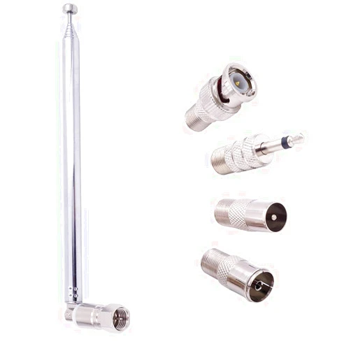 Fancasee FM Antenna Telescopic 75 Ohm Screw F Male Plug Antenna with PAL BNC 3.5mm Jack Connector Adapter FM Radio Antenna for AV Stereo Receiver Home Theater Amplifier System Indoor Outdoor