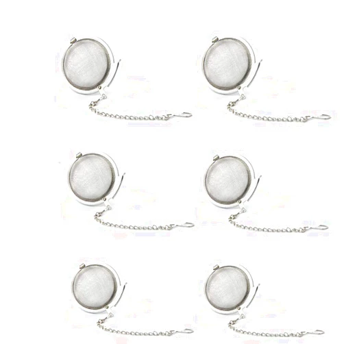 MyKimono 6pcs Stainless Steel Tea Strainer Mesh Tea ball Filter Net Round With Chain