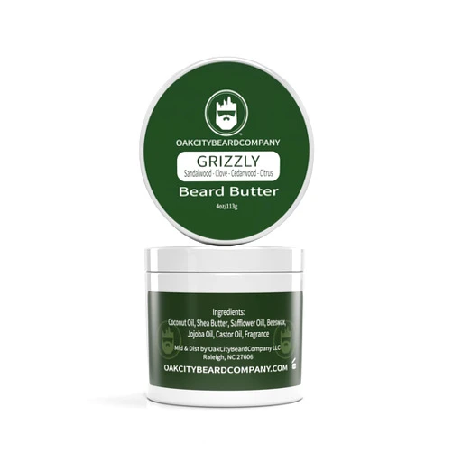 Oak City Beard Company - Grizzly - 4 Ounce - Beard Butter - Beard Conditioner - Sandalwood - Clove - Cedarwood - Citrus