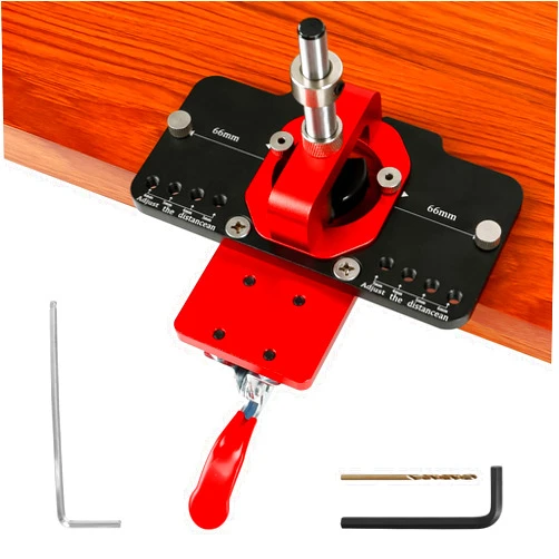 SWTHM 35mm 1.38'' Concealed Hinge Jig Hole Puncher, Aluminum Alloy Hinge Jig Accurate Locking Hinge Drilling Jig Hole Puncher Locator Hole Guide Woodworking Opener Tool for Door Cabinets Hinges Mounting