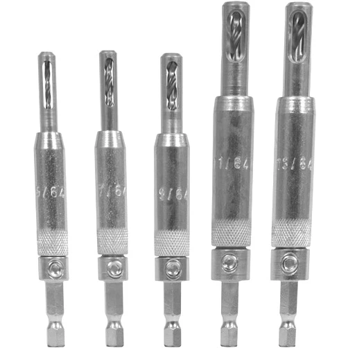 Make it Snappy Tools 5pc Self Centering Hinge Drill Bit Set, Spring Loaded. Proudly Made in the USA.