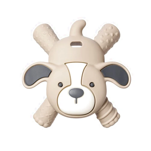 Itzy Ritzy - Ritzy Teether for Molars - Massages Sore Gums & Reaches Back Molars - Silicone Baby Teething Toy with Multiple Textures & Flexible Design - Teething Relief for 3 Months & Up (Puppy)