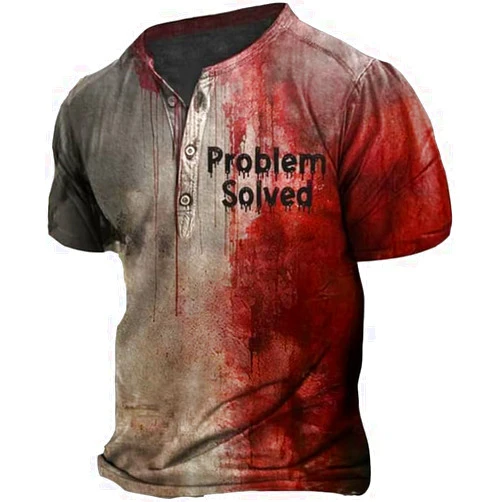 Xin-Zhen Problem Solved Bloody Shirt Men I'm Fine Bloody Shirt, Halloween Men Horror Tshirts Mens Halloween Shirt