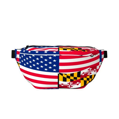 DWWKWJ America And Maryland Flag Waist Pack Crossbody Fanny Pack Large Waist Bag Men Women Belt Bag For Running Walking Traveling
