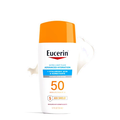 Eucerin Sun Advanced Hydration Ultra-Lightweight Face Sunscreen SPF 50, Daily Sunscreen for Face With Hyaluronic Acid and Humectants, Octinoxate and Oxybenzone Free, 1.7 Fl Oz Bottle