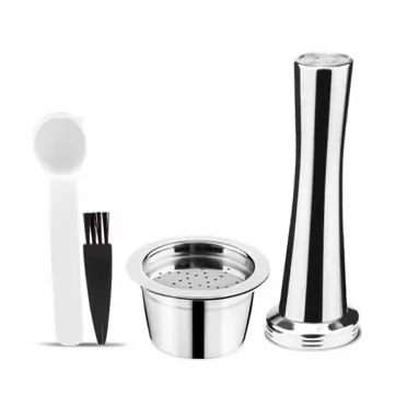 Ree Refillable Stainless Steel Coffee Capsule Reusable refill Coffee filter Compatible for K-fee Version Starbucks Version Caffitaly Tchibo Cafissimo ALDI Expresso ,Capsule+Tamper