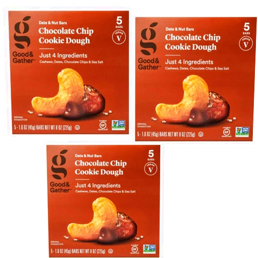 Generic Cookie Dough Nutrition Bars, Chocolate Chip Flavor, 5 X 3 Count, Good Goo Gone INCLUDED Assorted wooden pen With an inspiration Message