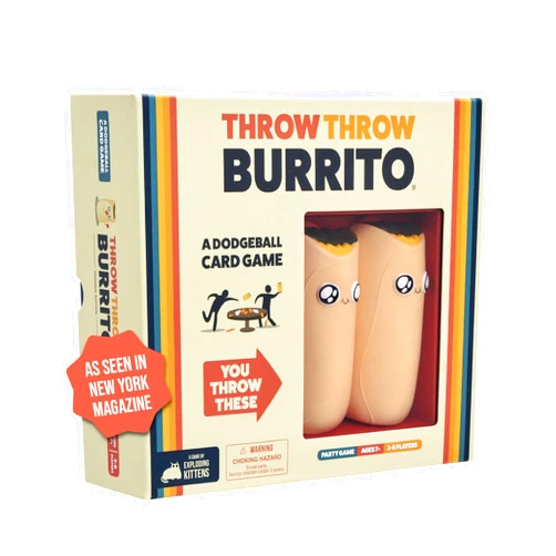 Exploding Kittens LLC Exploding Kittens Presents Throw Throw Burrito - A Dodgeball Card Game - Family Card Games for Adults, Teens & Kids - 2-6 Players - Ages 7 and Up - 120 Cards