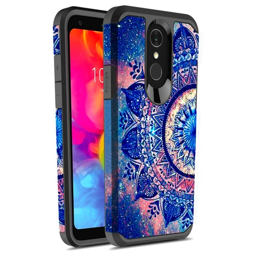 Rosebono Fashion Rosebono for LG Q7 Case, LG Q7 Plus Case, LG Q7+ Case, Slim Hybrid Dual Layer Shockproof Hard Cover Graphic Fashion Cute Colorful Silicone Skin Cover Armor Case for LG Q 7 (Mandala)