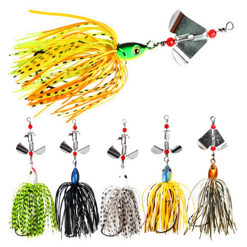 LINOCA Spinnerbait Fishing Lures Kit Spinner Baits Set-6pcs Bass Fishing Buzzbait Spinnerbait Multicolor Bass Trout Salmon Metal Spinner Baits Chatterbaits Swim Jigs for Freshwater Saltwater Fishing