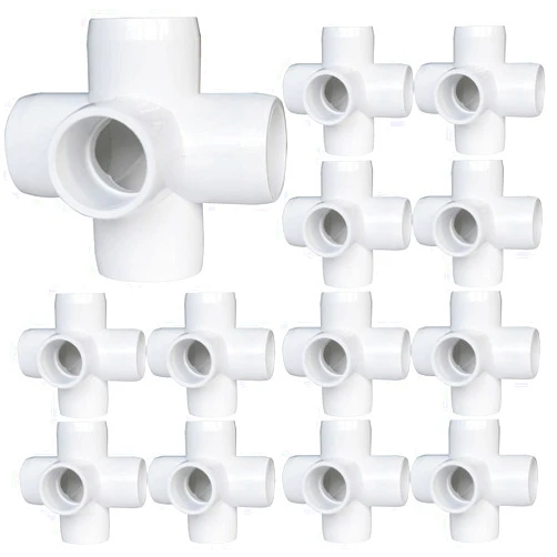 Evadow 12Pack 5-Way Elbow PVC Fittings, 1/2Inch Furniture PVC Fittings, 5 Way Side Outlet Tees, PVC Corner Fittings for Building PVC Furniture Greenhouse Shed Pipe Fittings Tent Connection
