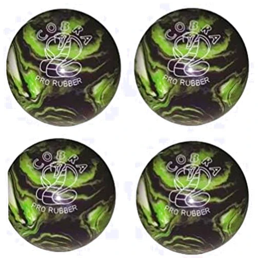 Bowlerstore Products EPCO Candlepin Bowling Balls - Cobra Pro Rubber - Purple, Lime & White (4 1/2 inch- 2lbs. 7oz.) 4 Balls