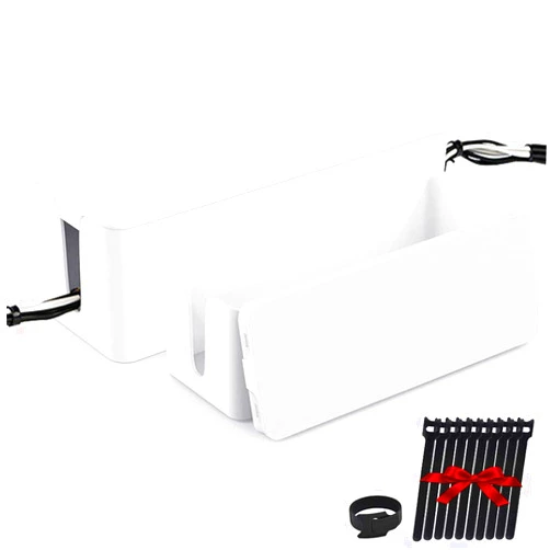 ShellKingdom Cable Management Box, 2 Set Cable Organizer for Cable and Cord Management, Storage and Holder to Cover and Hide & Power Strips & Cords (White)