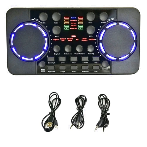 NUOPAIPLUS Professional Audio Mixer, V300 Pro Live Streaming Sound Card 10 Sound Effects Bluetooth-Compatible 4.0 Audio Interface Mixer for Phone PC