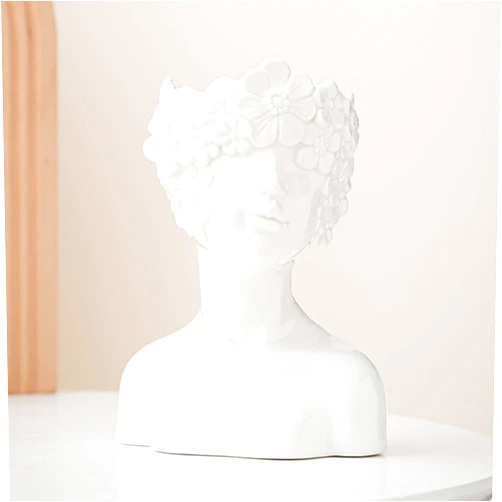 Romehaha Face Vase,White Ceramic Flower Vase,Modern Female Body Vase Small Statue Sculpture for Home Living Room Office Boho Chic Decor(Style D)