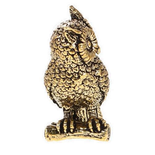 Brass Owl Figurine Statue Unique Desktop Decorative Animal Art Craft for Home and Office Elegant Brass Owl Ornament for Shelf Desk and Living Room Decor