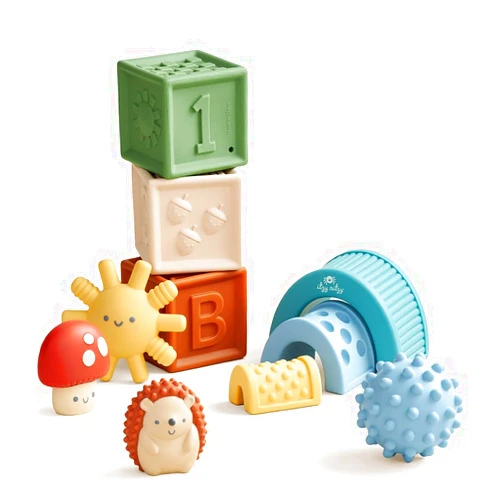 Itzy Ritzy Sensory Blocks Set - 10-Piece Block Set Features Soft Blocks and Textured Characters