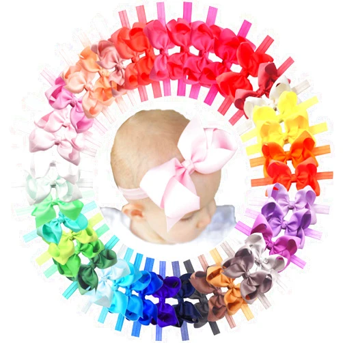 CellElection 40 Colors Baby Grosgrain Ribbon Hair Bows Headbands 4.5Inch Hair Bows Headbands Big Bow Hair Bands Hair Accessories for Baby Girls Infants Toddlers Newborns…