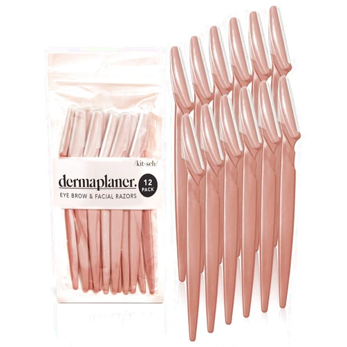 Kitsch Dermaplaning Tool - Face Razors for Women and Men, Eyebrow Trimmer & Face Shaver for Women, Facial Hair Removal for Women and Men, Dermaplane Razor for Women Face, 12 pc (Terracotta)