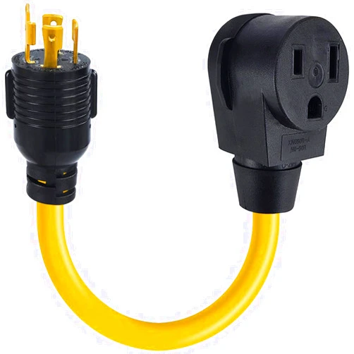 EXCELFU NEMA L14-30P to 6-50R Generator Welder Adapter Plug Power Cord,30 Amp to 220V 50 Amp Twist Locking Generator 4 Prong Male Plug to 3 Prong Welder Adapter Female,30 Amp 125/250v 10AWG 1.5FT