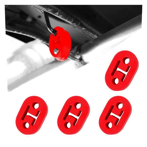 Salior 4Pcs 2 Holes Rubber Exhaust Hangers,12mm Hole Muffler Hanger Universal Fit for Car Truck SUV,Insulator Exhaust System Auto Part for Shock Absorb Noise Reduction (Red)