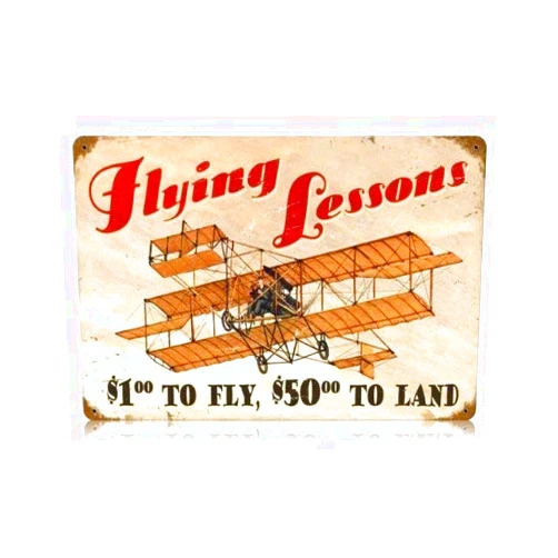 Unves Flying Lessons Vintage Metal Sign Aviation Airplane Humor Steel TIN Sign 7.8X11.8 INCH
