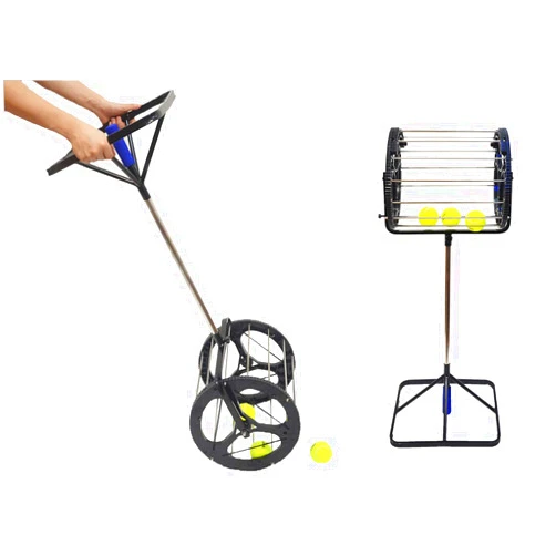 CHAOFAN 2 in 1 Tennis Balls Pickup Automatic Balls Receiver with Handle for Storage Adjustable Height Hold Up 55 Tennis Balls