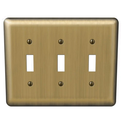Amerelle Devon Triple Toggle Steel Wallplate in Brushed Brass
