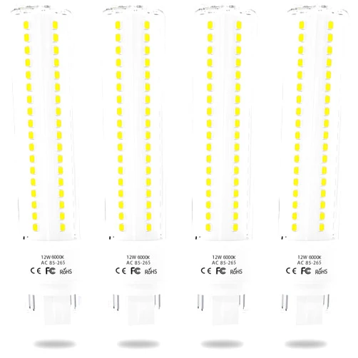 Lustaled Gx24q/G24q 4-Pin Base Light Bulbs, 12W Gx24 LED PL Recessed Lights, Daylight 6000K 26W CFL Replacement for Ceiling Light Downlight Wall Sconce, 4-Pack (Remove/Bypass The Ballast)