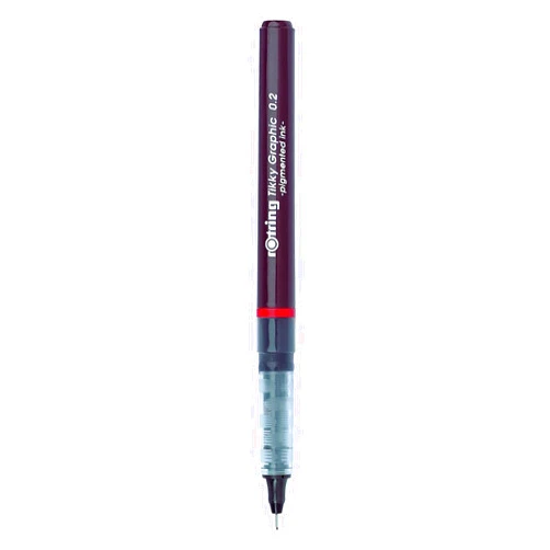 rOtring Tikky Fine Liner Fiber Tip Graphic Pen, 0.2 mm, Black Ink (1904752)