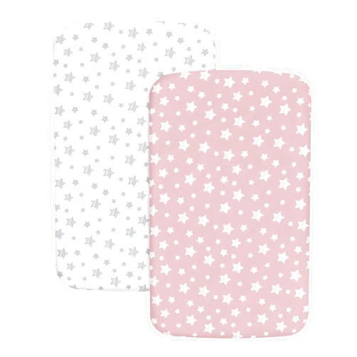 Moonsea Bedside Sleeper Bassinet Sheets 2 Pack Compatible with Mika Micky & MiClassic & Milliard Bassinet, Fit Most Bedside Sleeper Bassinet Mattress, Pink&White