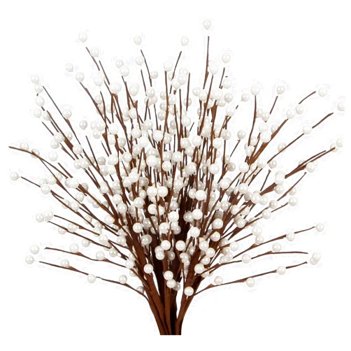 ZIFTY 10Pcs Christmas Tree Picks and Sprays Artificial Holly Berry Stem, 16.5 Inch Berry Picks Decorative Wire Branch Sprays for Christmas Tree Decorations DIY Arrangements Home Decor (White)
