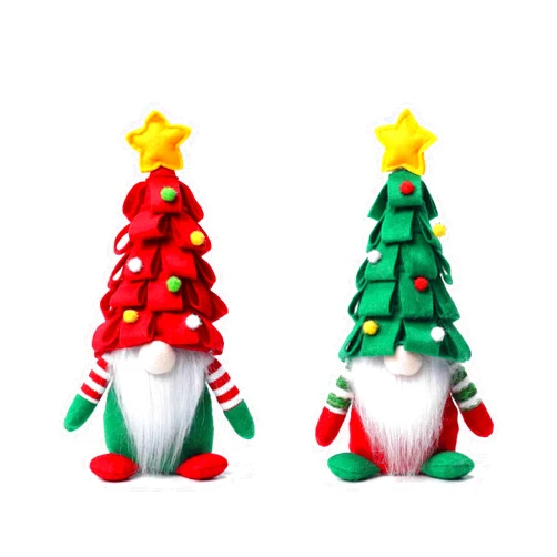 Ni-JASW Christmas Gnomes Plush Set of 2, Christmas Tree Stuffed Elf Figurines Xmas Swedish Tomte Holiday Tiered Tray Decor