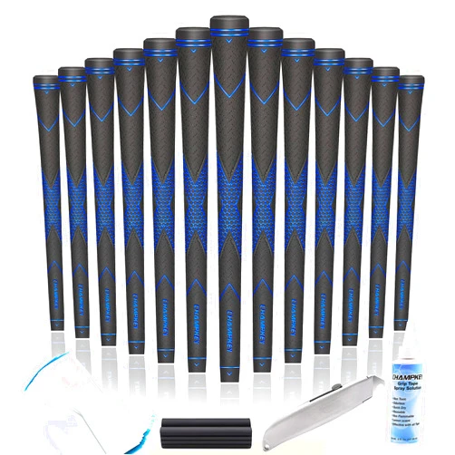 CHAMPKEY Premium Rubber Golf Grips 13 Pack | High Traction and Feedback Rubber Golf Club Grips | Choose Between 13 Grips with 15 Tapse and 13 Grips with All Kits