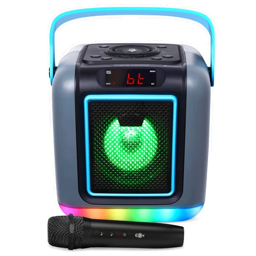 Singing Machine Karaoke System for Adults & Kids with Wireless Microphone, Cube Mini - Rechargeable Battery Karaoke Speaker with Multi-Colored Lights, Bluetooth, 22 Voice Effects & Lead Vocal Removal