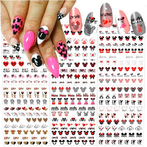 JinPren Cute Nail Art Stickers Nail Decals Valentine Cartoon Heart Nail Design Stickers for Women Girls Valentine Nail Stickers Decoration Accessories DIY Manicure