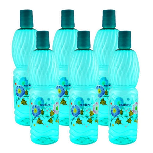 PEARLPET Classic Wave BPA Free Plastic 1 Litre or 1000 ml Bottle Unbreakable Green Colour For Kitchen Storage Fridge Water Home Office Use